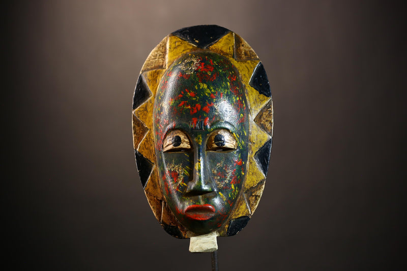 Unique African Multi-Color Baule Mask | Cultural Wall Art Decor | Handmade Tribal Sculpture | Vibrant Home Decoration Piece-G4973