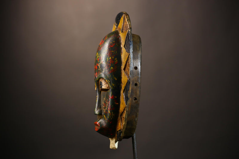 Unique African Multi-Color Baule Mask | Cultural Wall Art Decor | Handmade Tribal Sculpture | Vibrant Home Decoration Piece-G4973