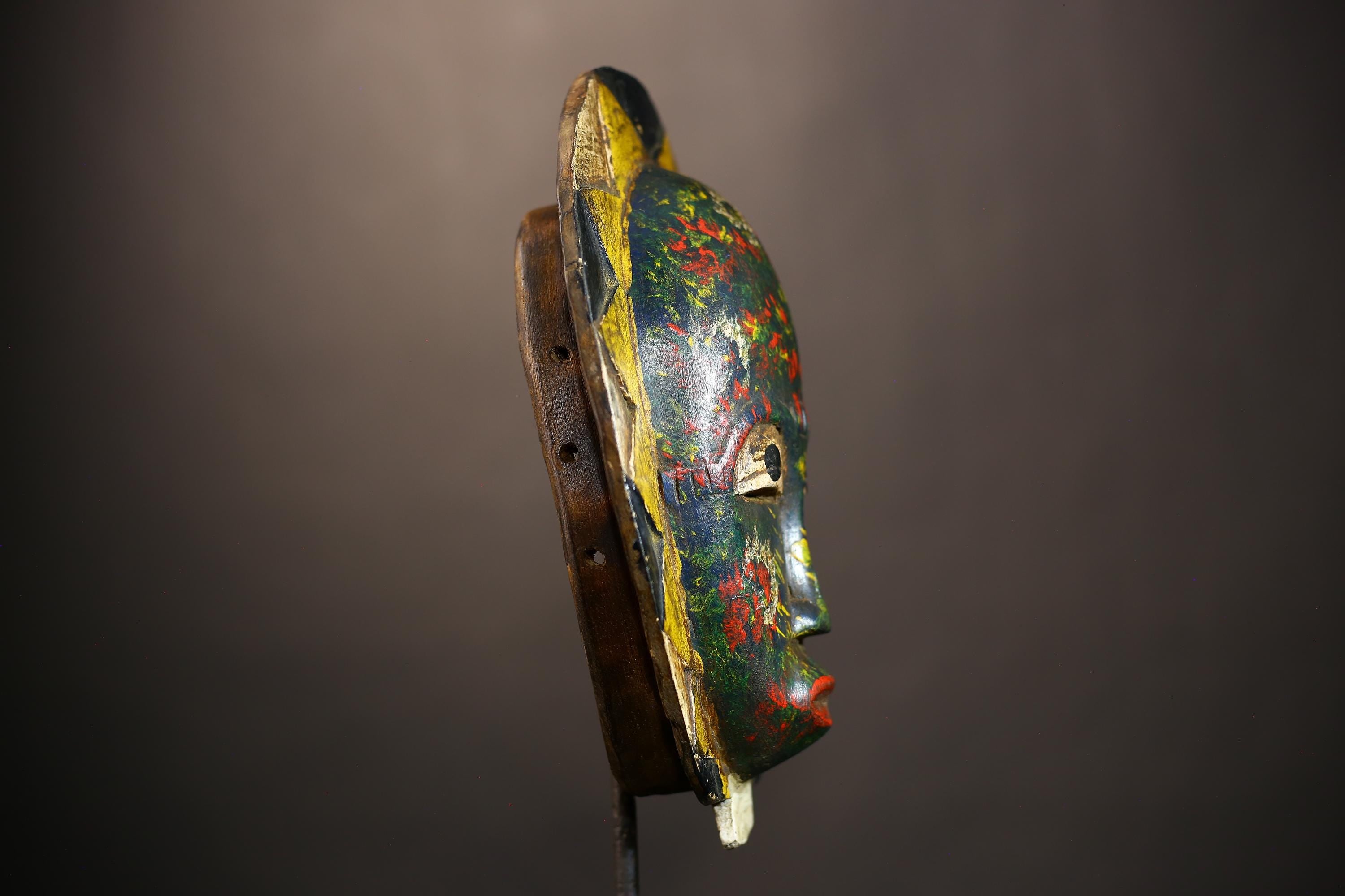 Unique African Multi-Color Baule Mask | Cultural Wall Art Decor | Handmade Tribal Sculpture | Vibrant Home Decoration Piece-G4973