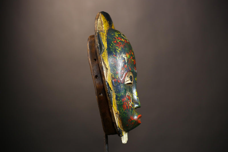 Unique African Multi-Color Baule Mask | Cultural Wall Art Decor | Handmade Tribal Sculpture | Vibrant Home Decoration Piece-G4973