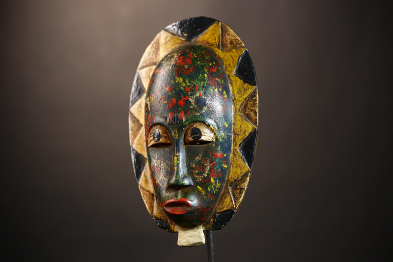 Unique African Multi-Color Baule Mask | Cultural Wall Art Decor | Handmade Tribal Sculpture | Vibrant Home Decoration Piece-G4973