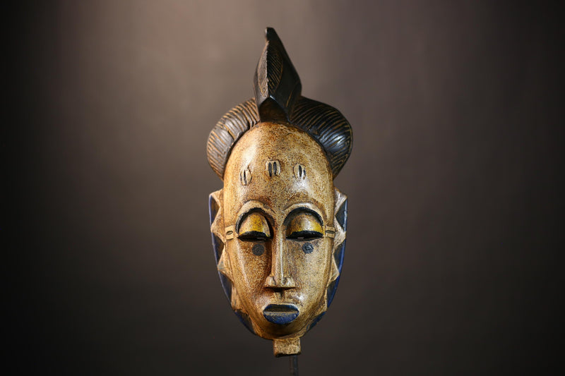 African Mask - White Baule Decor | Unique Cultural Wall Art Sculpture | Handmade Tribal Accent Piece for Home Decor -G4972