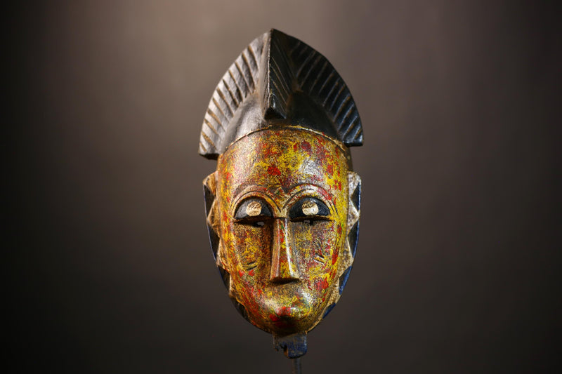 African Mask - Handcrafted Baule Decor | Unique Cultural Wall Art Sculpture | Artisan Tribal Accent Piece for Home Decor -G4969