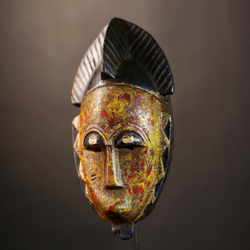 African Mask - Handcrafted Baule Decor | Unique Cultural Wall Art Sculpture | Artisan Tribal Accent Piece for Home Decor -G4969