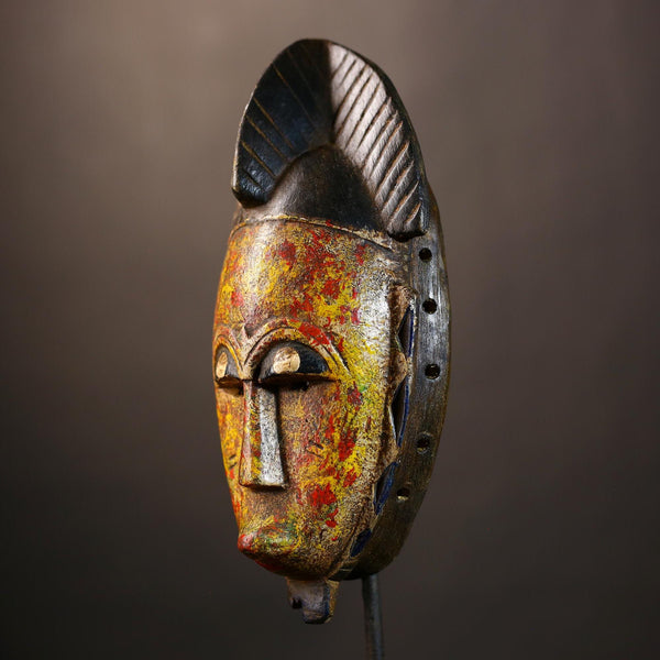 African Mask - Handcrafted Baule Decor | Unique Cultural Wall Art Sculpture | Artisan Tribal Accent Piece for Home Decor -G4969