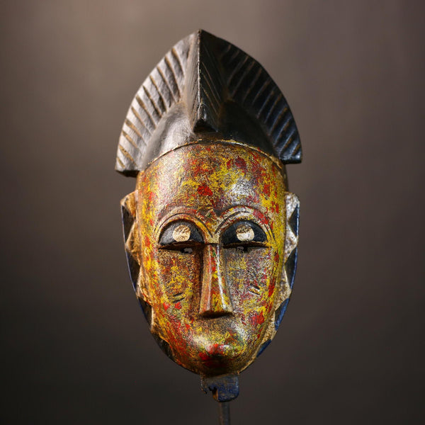 African Mask - Handcrafted Baule Decor | Unique Cultural Wall Art Sculpture | Artisan Tribal Accent Piece for Home Decor -G4969