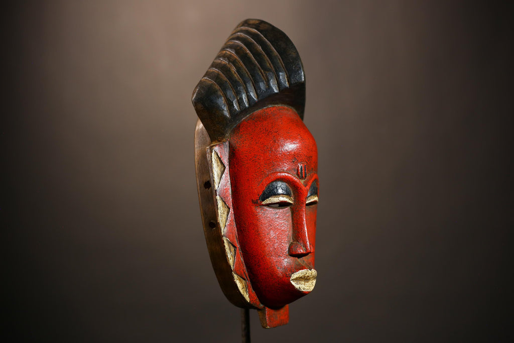 Unique Hand-Carved Guro Baule Mask Africa Wall Hanging Ethnic Decor-G4965