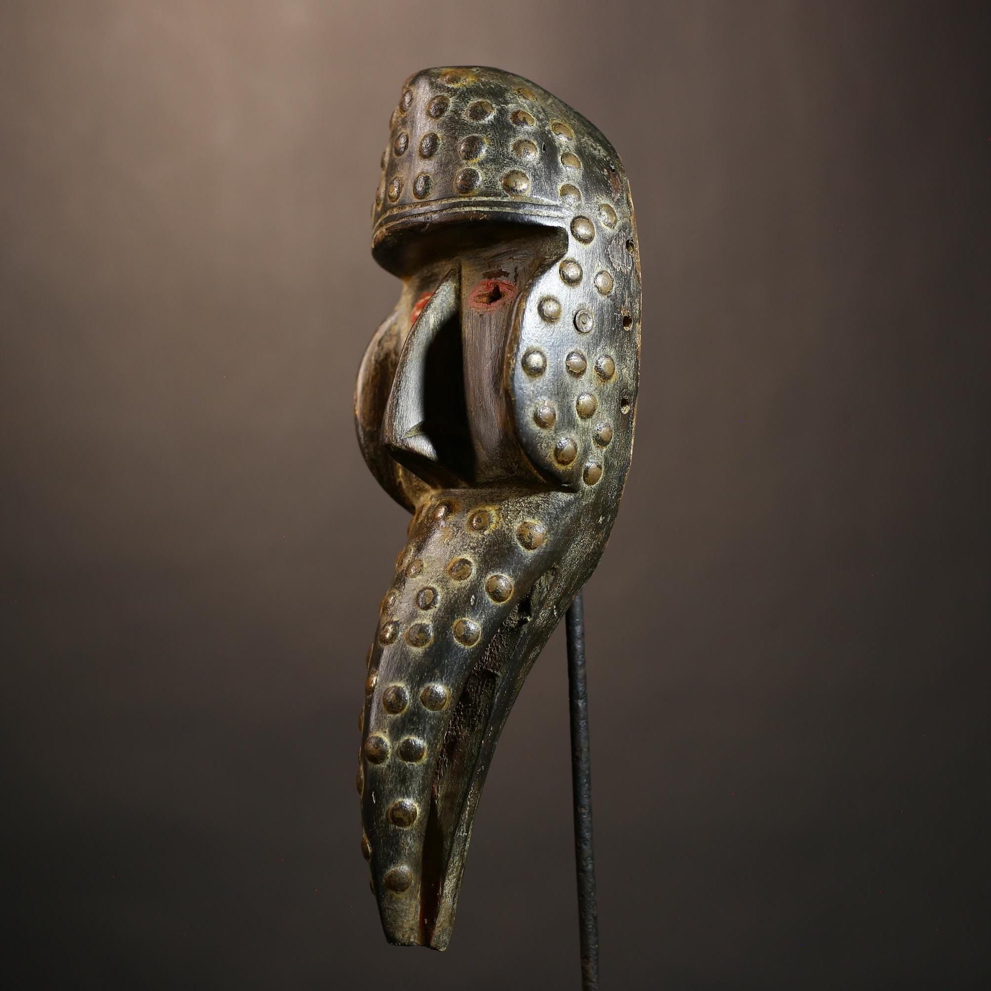 African Mask | Antique Dan Bird Mask | Unique Wood Art | Vintage Tribal Wall Sculpture | African Decor | Cultural Home Accent -G4962