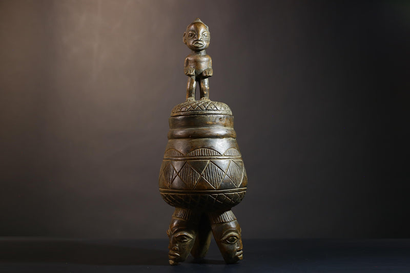 African Vintage Antique Art Figure | Olumeye Kneeling Female Statue | Unique Culturally Significant Decor Piece -G4984