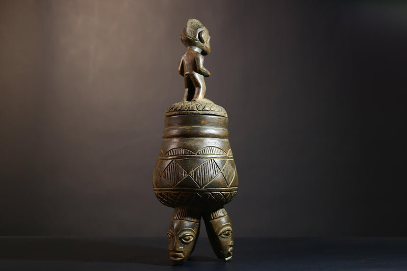 African Vintage Antique Art Figure | Olumeye Kneeling Female Statue | Unique Culturally Significant Decor Piece -G4984