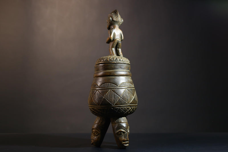 African Vintage Antique Art Figure | Olumeye Kneeling Female Statue | Unique Culturally Significant Decor Piece -G4984
