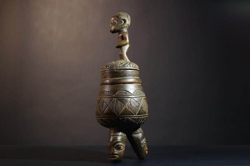 African Vintage Antique Art Figure | Olumeye Kneeling Female Statue | Unique Culturally Significant Decor Piece -G4984