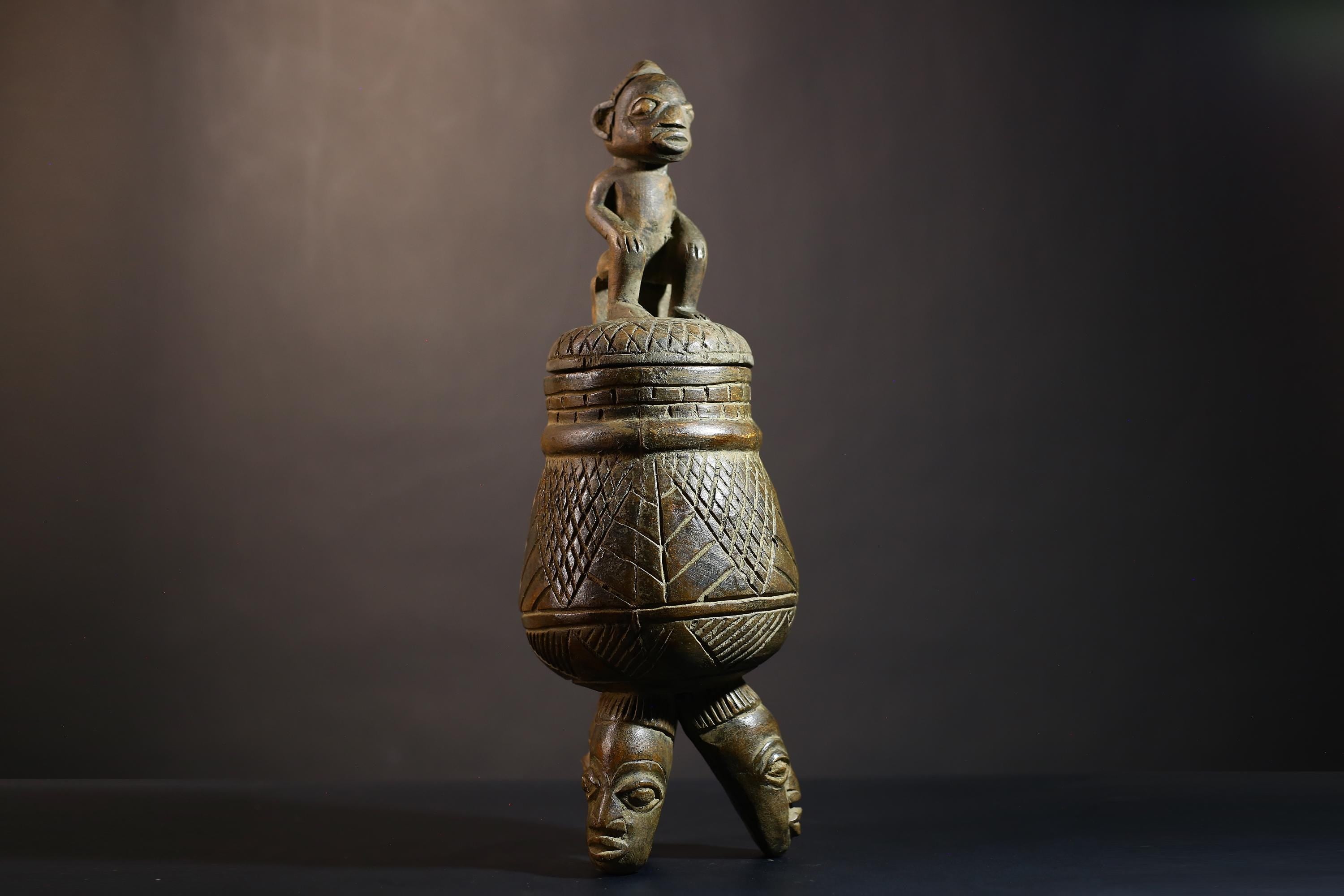African Vintage Antique Yoruba Olumeye Kneeling Female Statue | Unique Art Figure | Cultural Home Decor | Collectible Sculpture-G4981