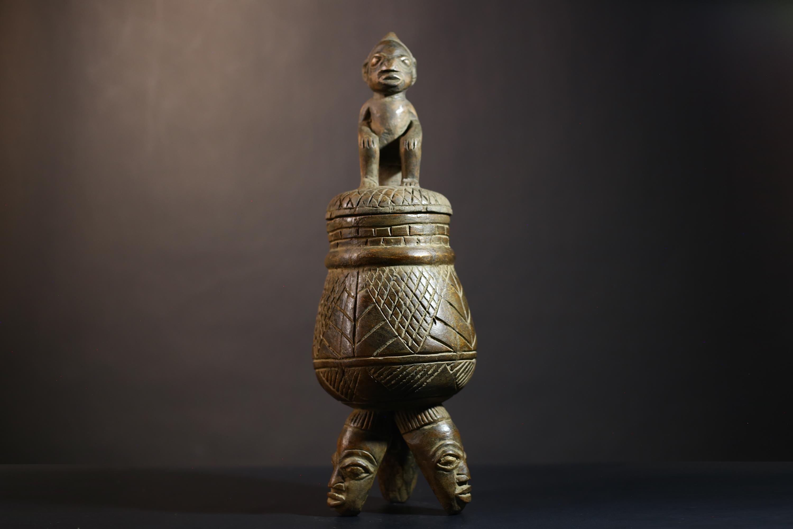 African Vintage Antique Yoruba Olumeye Kneeling Female Statue | Unique Art Figure | Cultural Home Decor | Collectible Sculpture-G4981