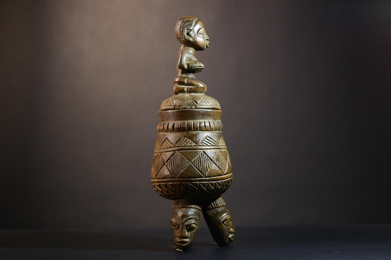 African Vintage Yoruba Bowl Bearer Figure | Antique Traditional Art Statue | Unique Home Decor | Cultural Collectible Sculpture-G4980