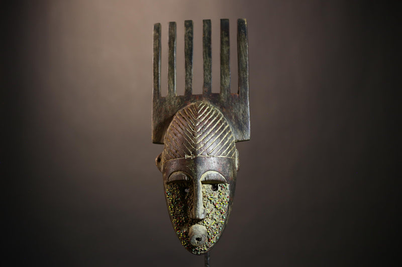 African Vintage Artisan Mask | Antique Traditional Wall Art Figure Decor | Unique Cultural Home Accent-G4977
