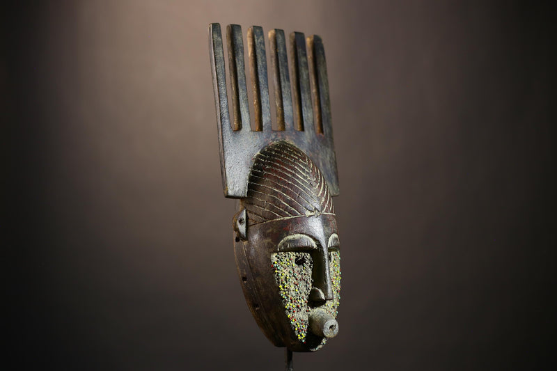 African Vintage Artisan Mask | Antique Traditional Wall Art Figure Decor | Unique Cultural Home Accent-G4977