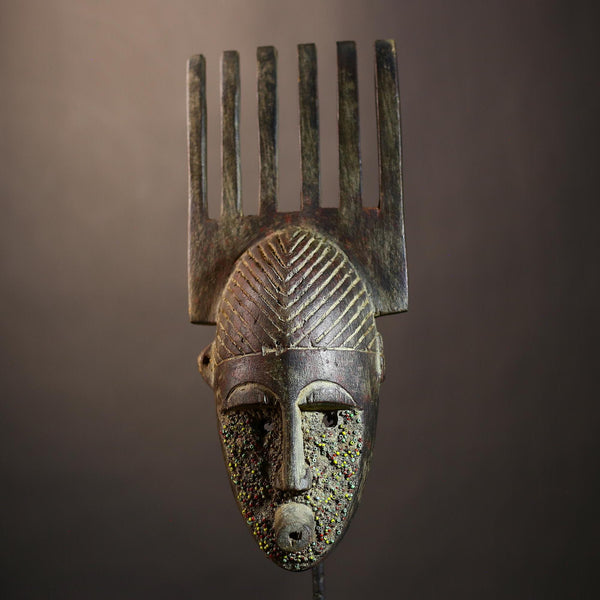 African Vintage Artisan Mask | Antique Traditional Wall Art Figure Decor | Unique Cultural Home Accent-G4977