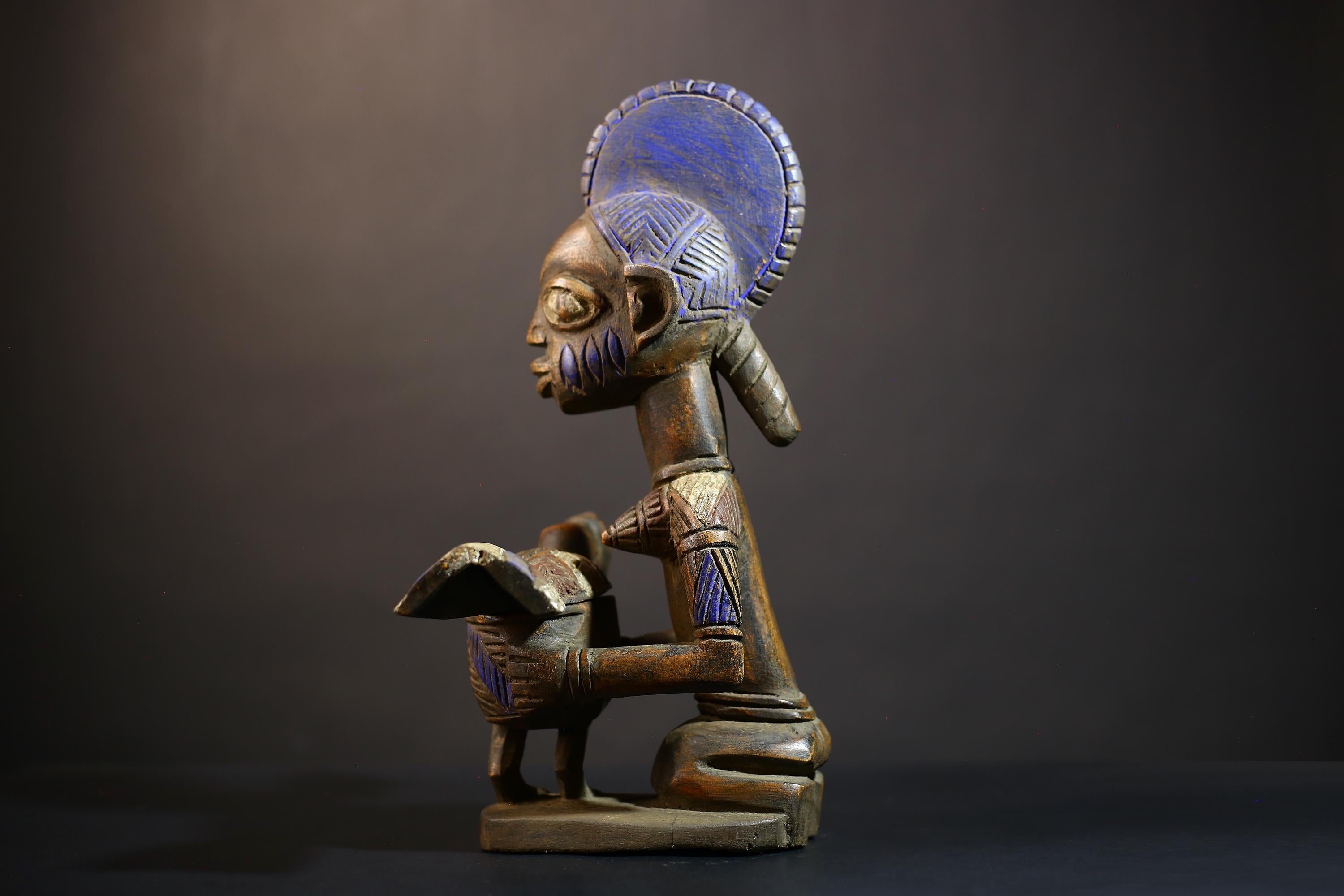 African Vintage Antique Carved Wood Art Figure | Traditional Kneeling Lady | Unique Home Decor | Cultural Heritage Sculpture-G4987