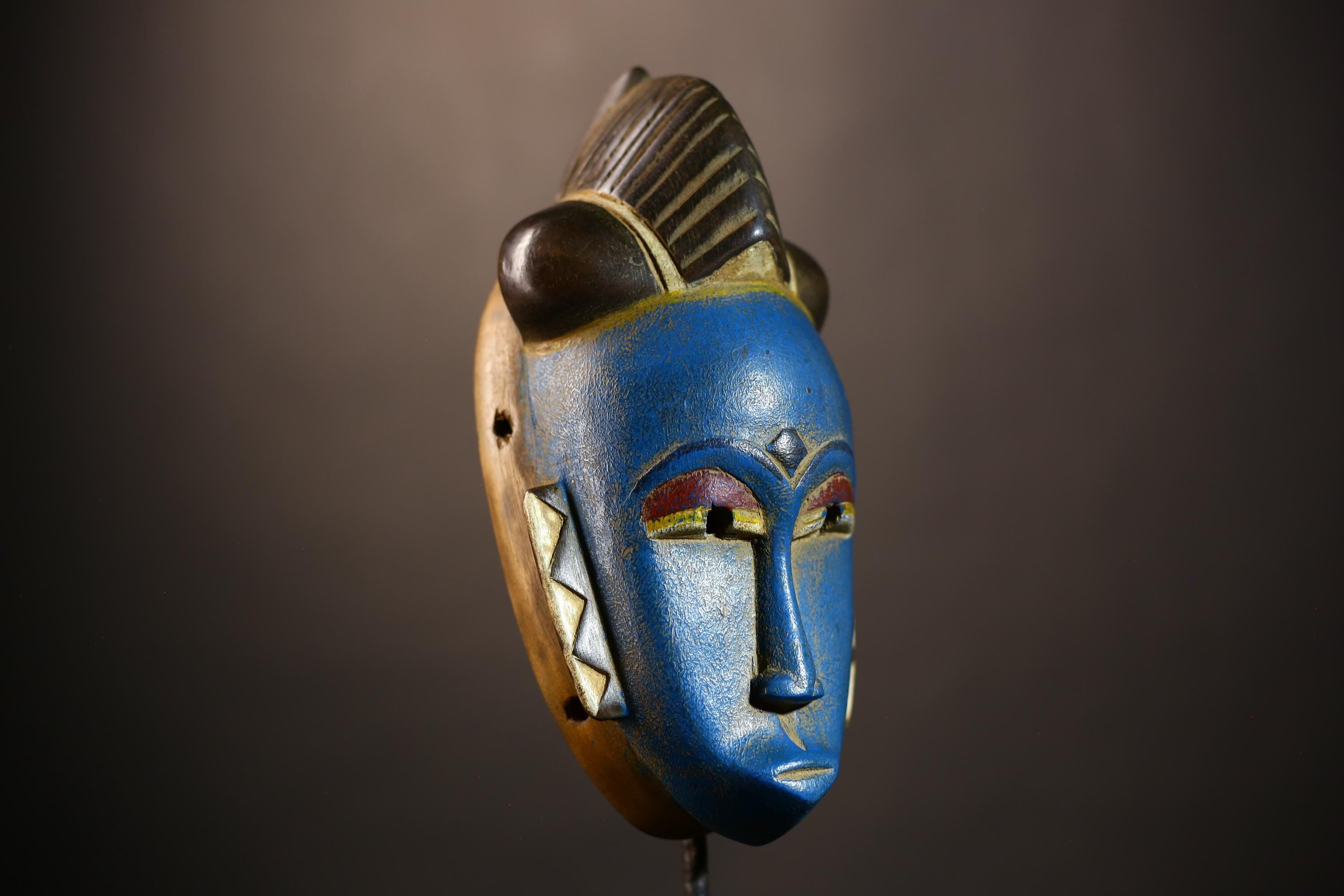African Baule Mask | Traditional Hand Carved Wood | Tribal Wall Art Decor | Unique Home Accent | Cultural Heritage Piece -G5125