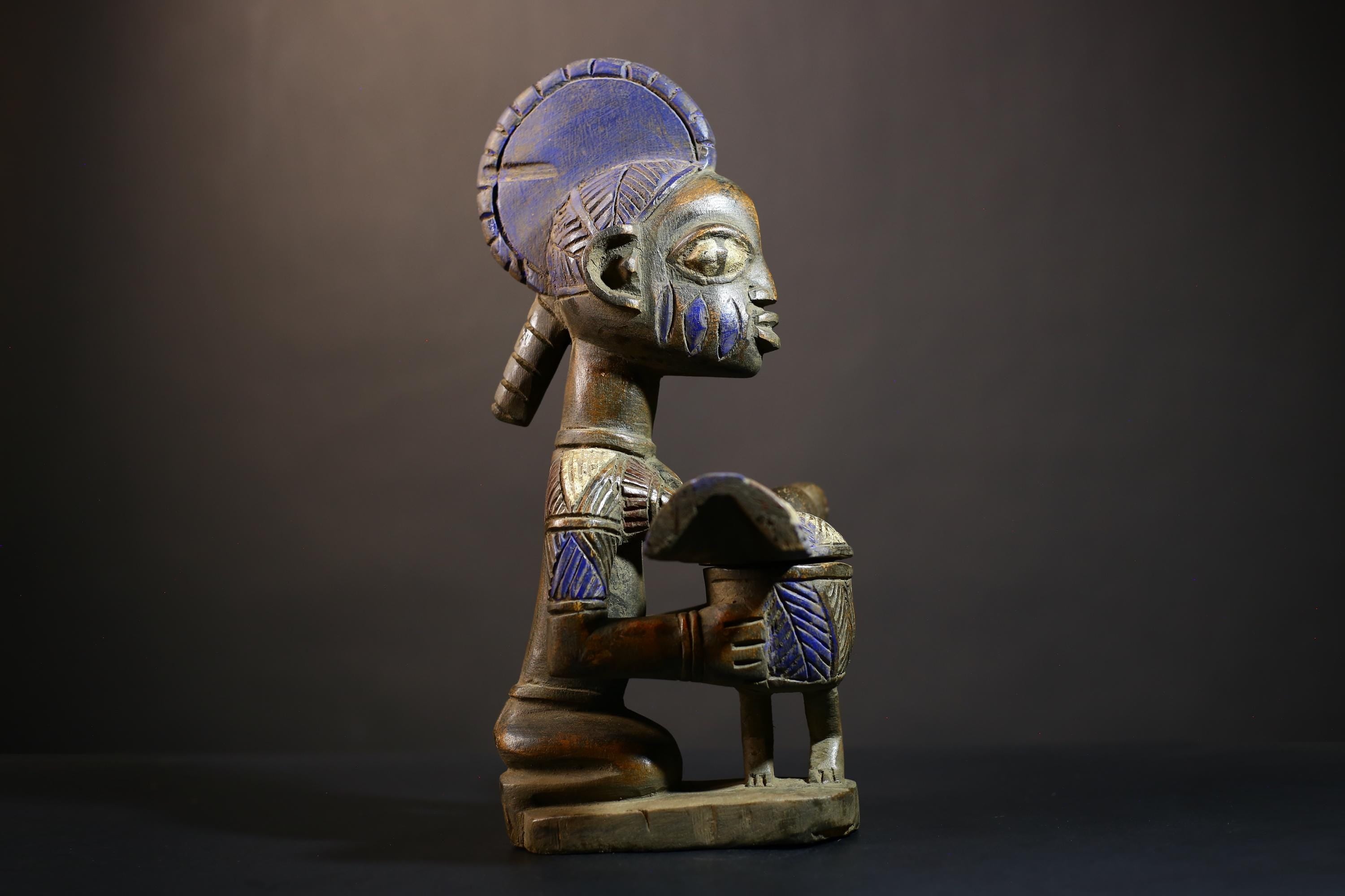 African Vintage Carved Wood Art | Antique Traditional Figure | Lady With Dish | Unique Home Decor | Cultural Art Collection-G4993