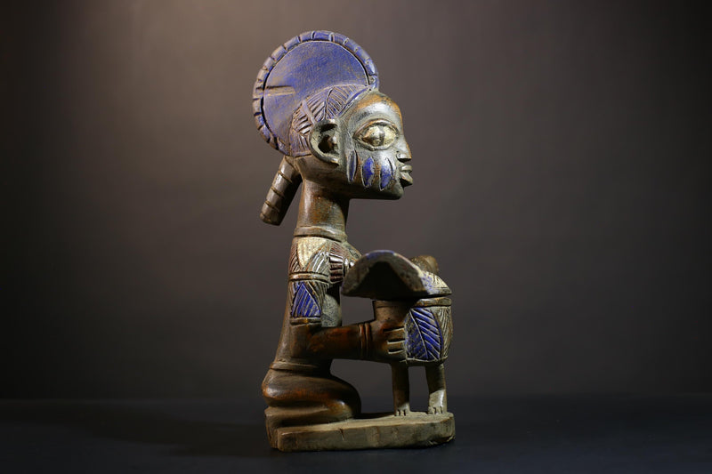 African Vintage Carved Wood Art | Antique Traditional Figure | Lady With Dish | Unique Home Decor | Cultural Art Collection-G4993