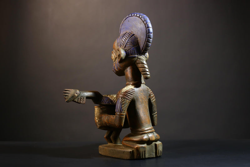 African Vintage Carved Wood Figure | Antique Traditional Art | Elegant Lady with Dish | Unique Home Decor | Collectible Sculpture-G4992