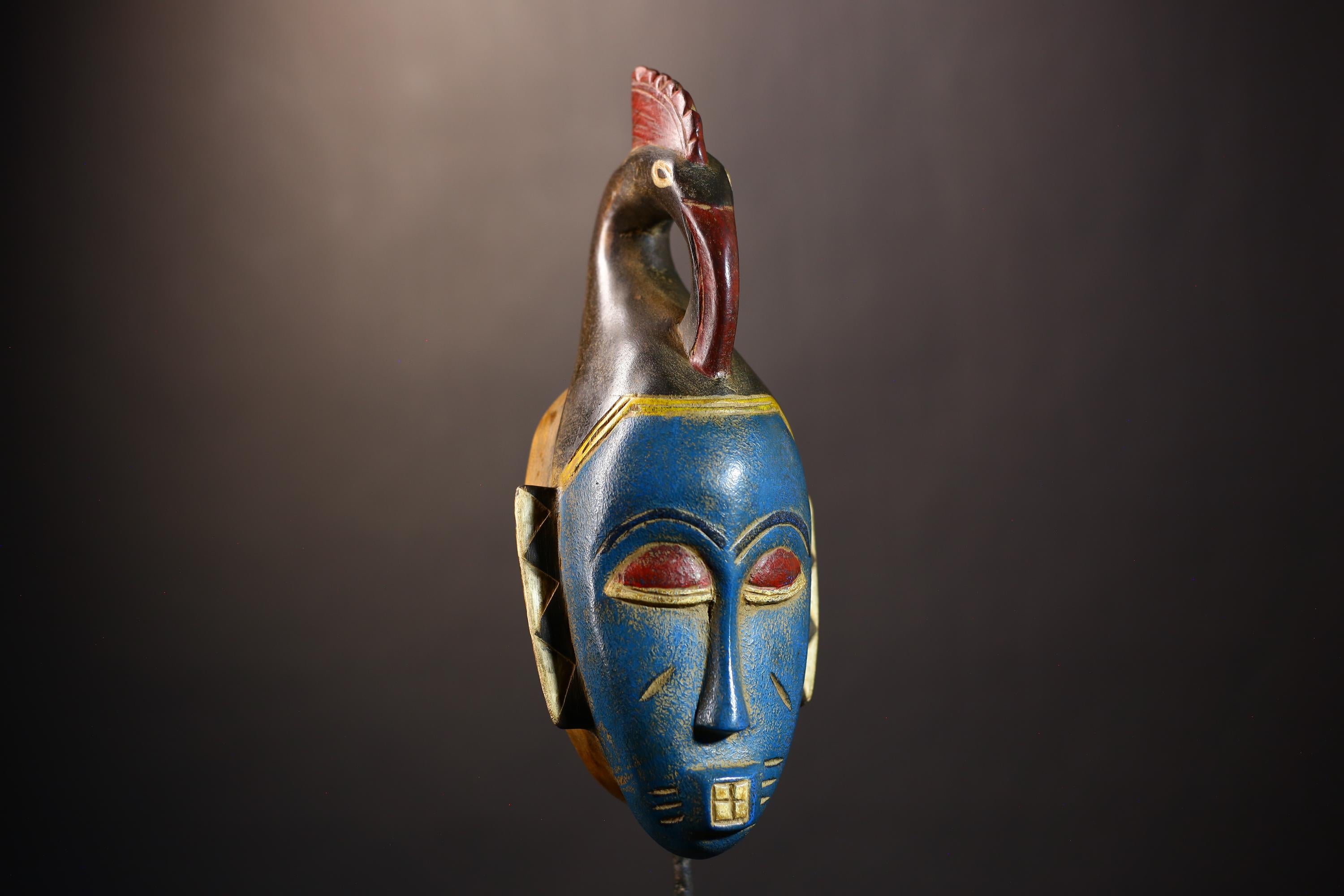 African Vintage Guro Mask | Antique Wood Art | Traditional Figure Decor | Cultural Home Decor | Unique Wall Art-G5001