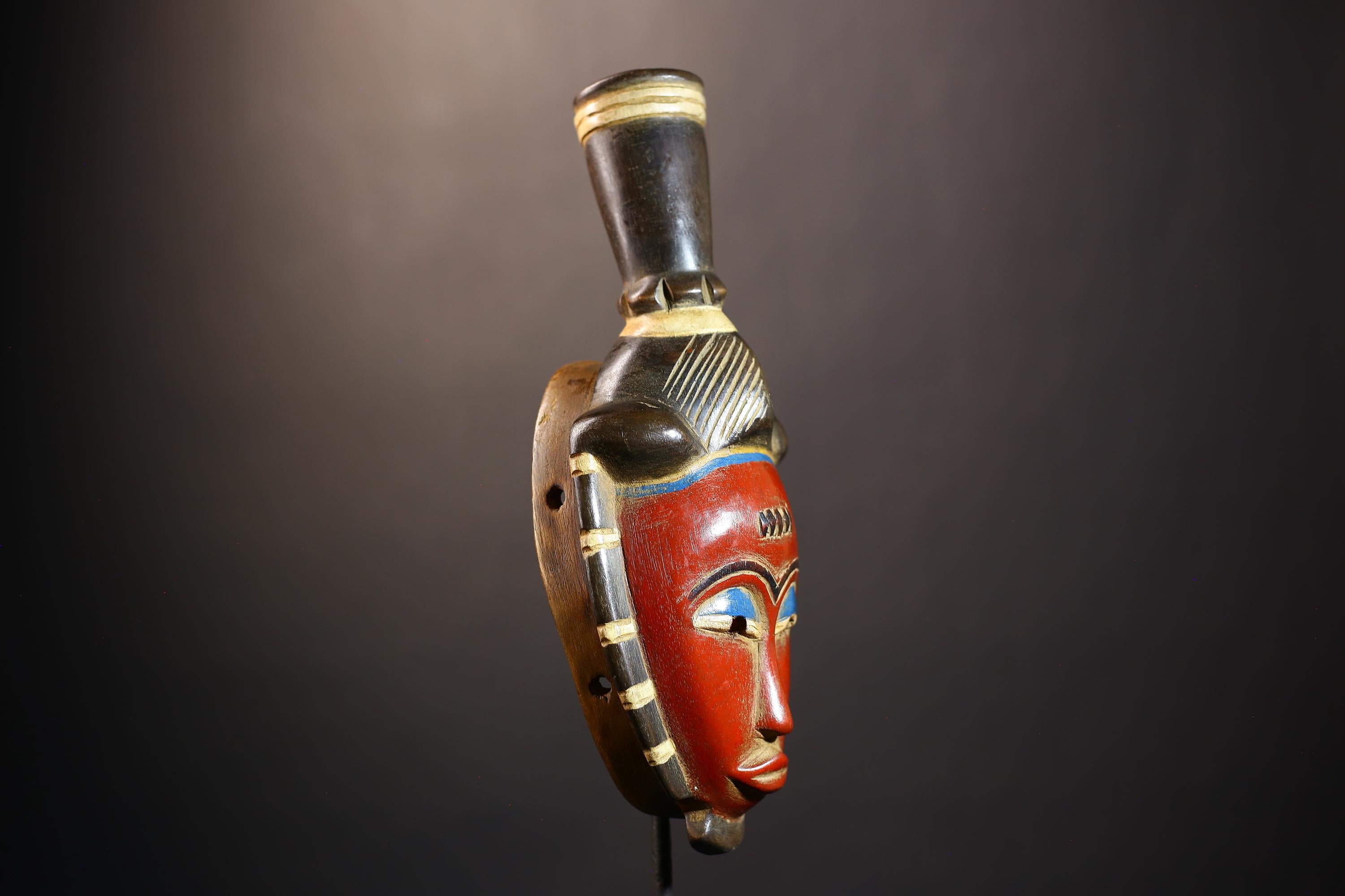 African Vintage Guro Mask | Antique Traditional Wood Art | Unique Figure Decor | Ethnic Cultural Home Accent-G5000