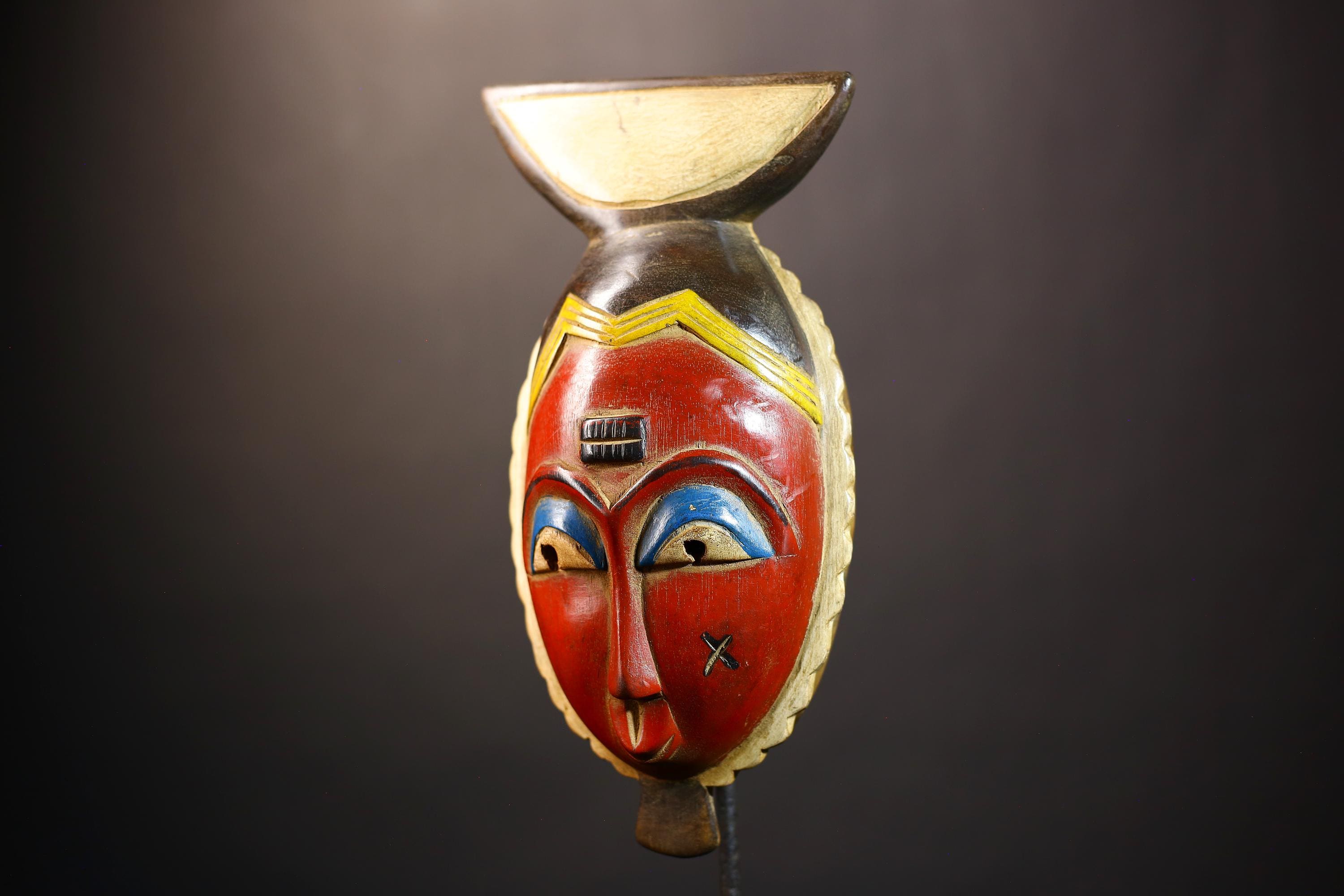 African Vintage Guro Mask Antique Traditional Art Figure Wall Decor wood-G4999