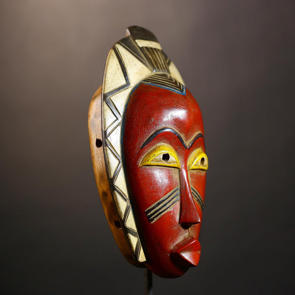 African Vintage Guro Mask | Antique Handcrafted Art | Traditional Figure Decor | Unique Cultural Wall Accent-G4997