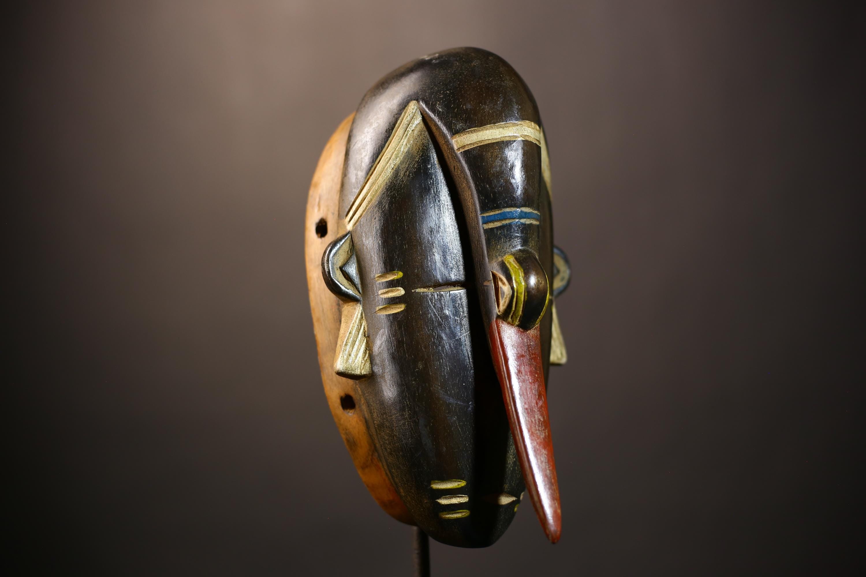 African Vintage Guro Mask | Carved Wood Elephant Art | Tribal Collectible | Unique Home Decor | Ethnic Wall Sculpture-G5135