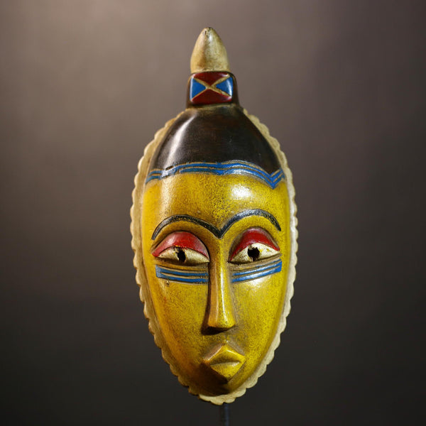 African Guro Mask | Authentic Handcrafted Wooden Art | Tribal Wall Decor | Unique Home Accent Piece-G4995