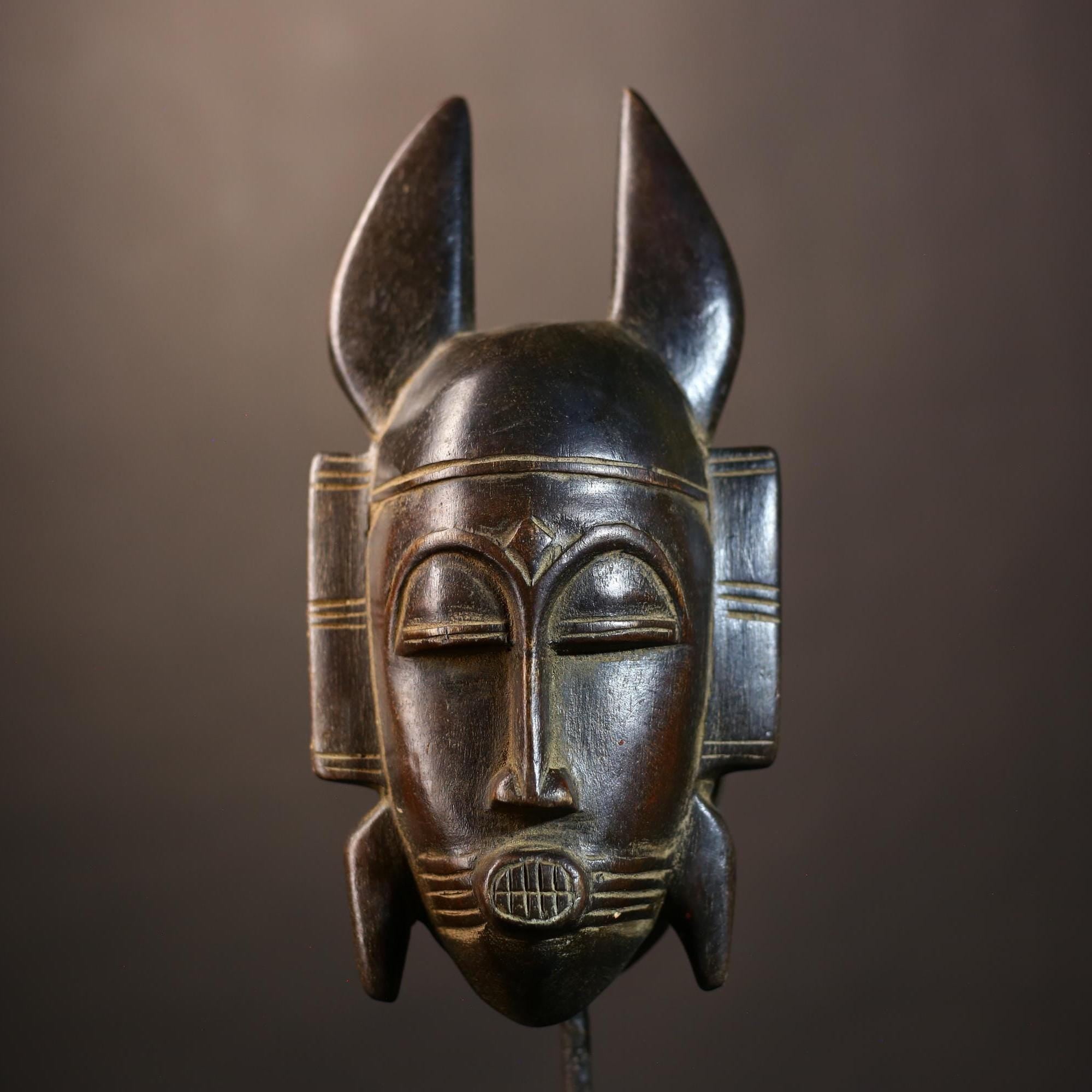 African Vintage Kpelie Mask | Senufo Tribal Art | Unique Wall Decor | Ethnic Home Accent | Artisan Crafted Decor-G5136