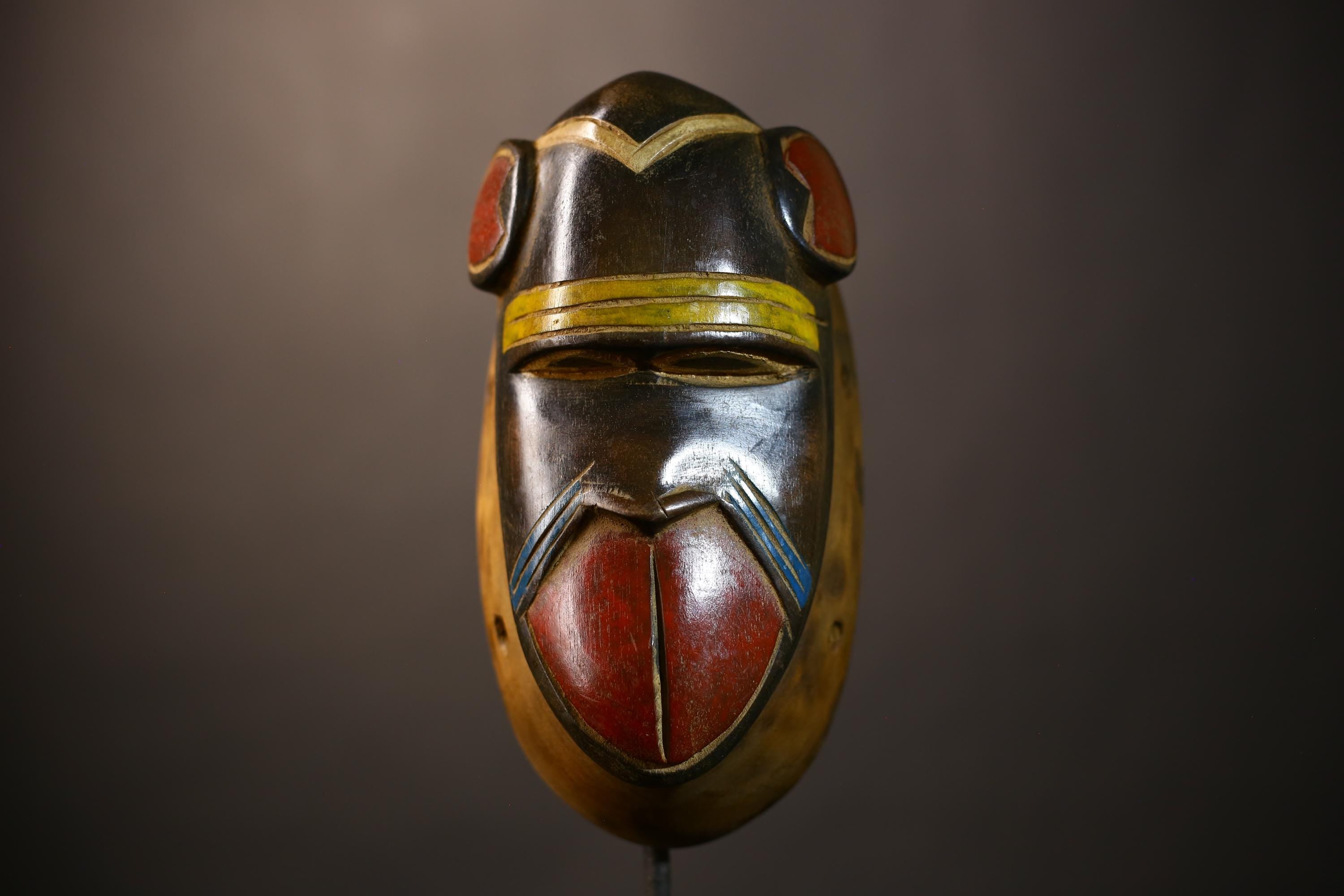 African Vintage Baule Mask | Unique Tribal Monkey Wall Decor | Art Accent | Ethnic Home Decor | Artisan Craftsmanship Piece-G5132