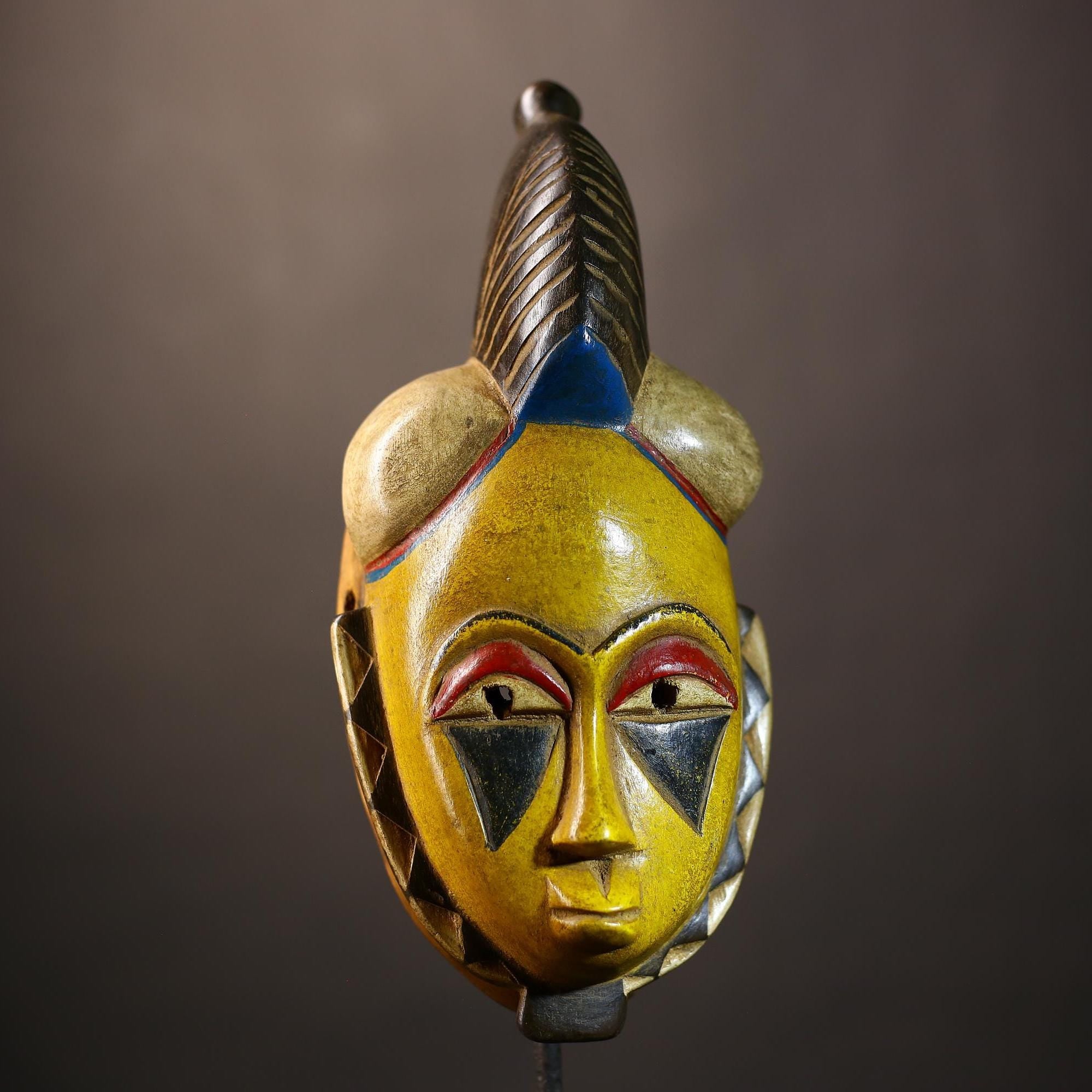 African Vintage Baule Mask | Hand-Carved Wood | Tribal Wall Art | Home Accent | Unique Decorative Piece | Cultural Heritage -G5130