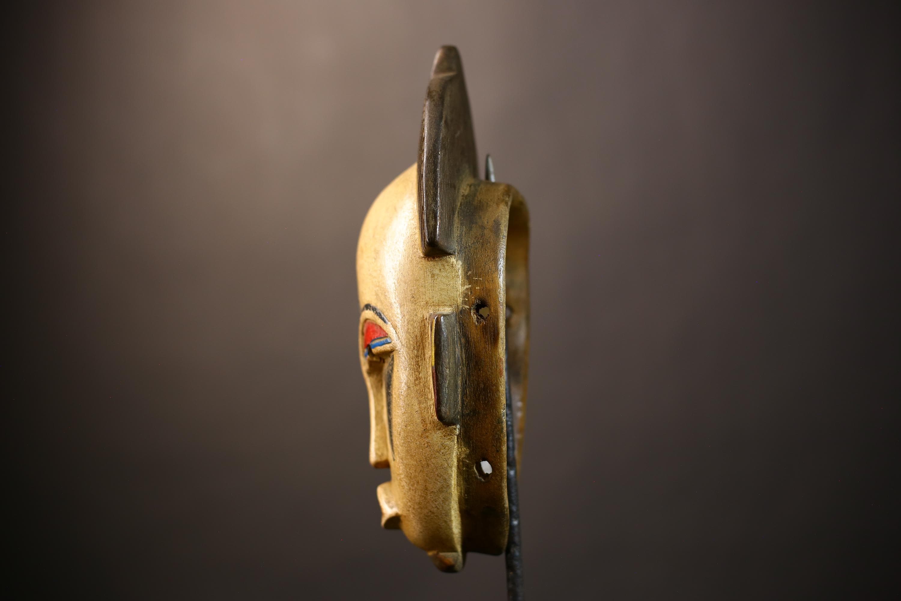 African Guro Mask | Vintage Wood Tribal Wall Art | Unique Bohemian Decor | Handmade Ethnic Sculpture | Home Accent -G5011
