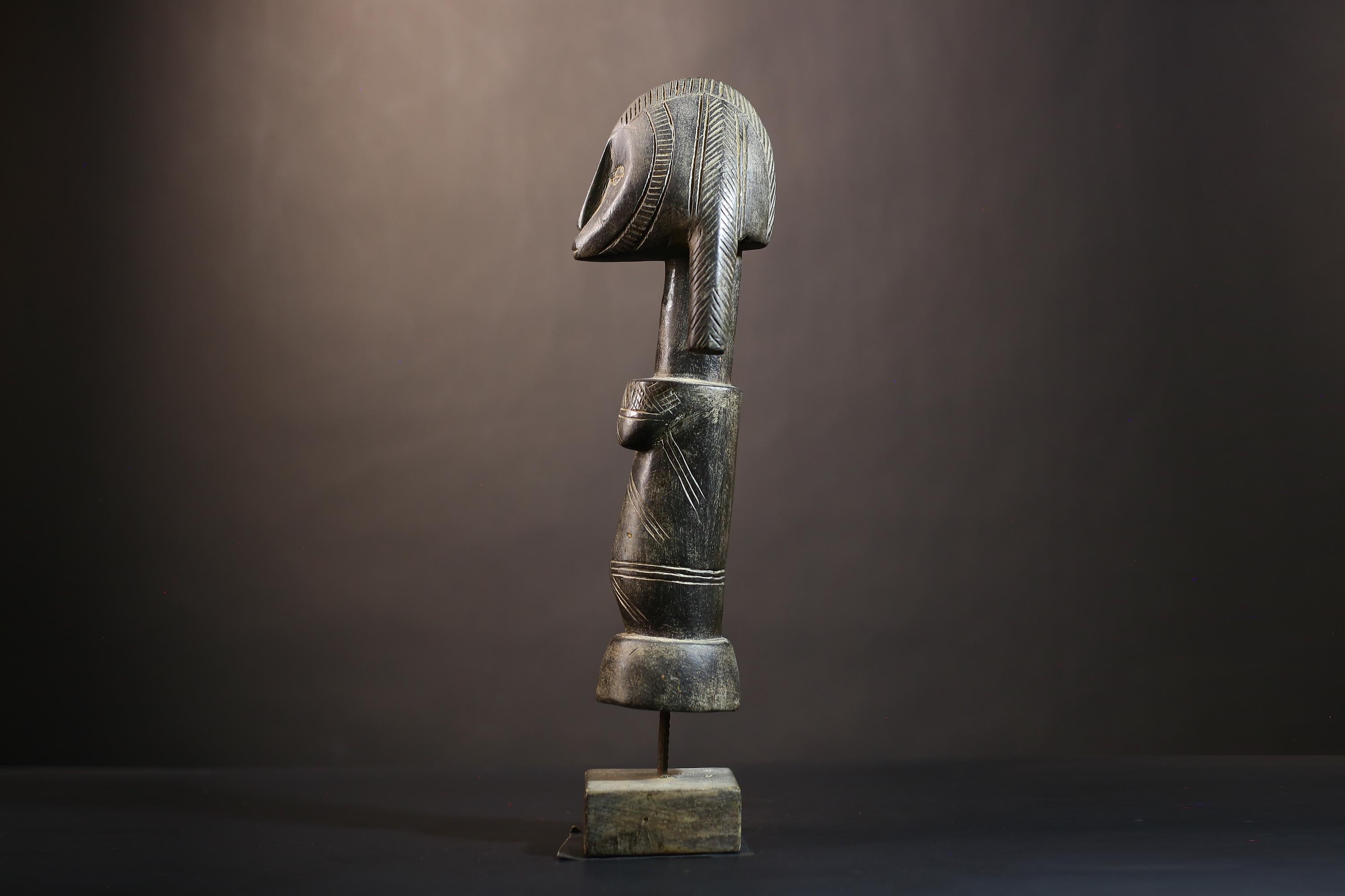African Songo Figure | Vintage Tribal Wood Statue | Female Sculpture | Authentic Angola Art | Unique Home Decor Piece-G5004