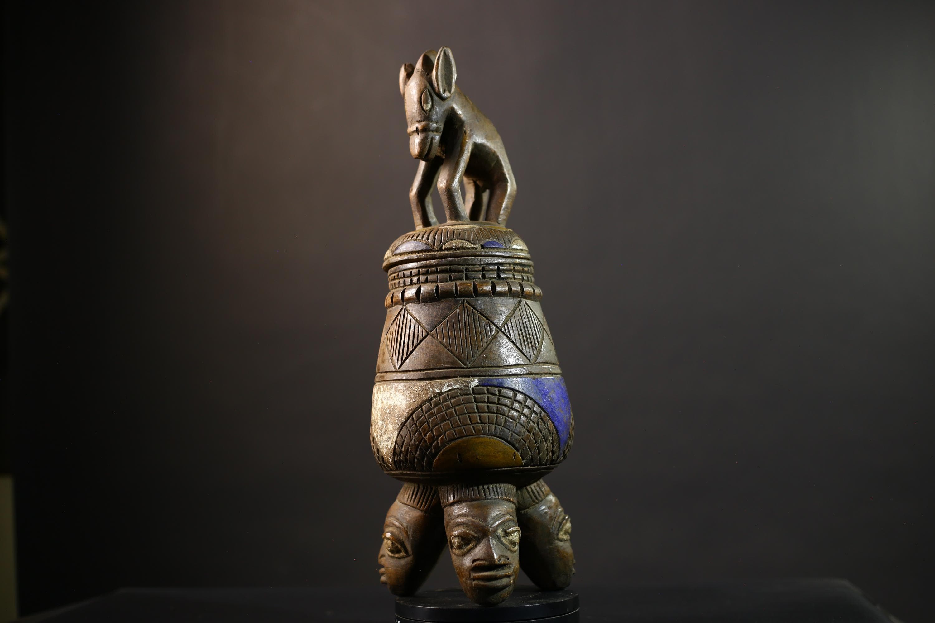 African Yoruba Vintage Figure Sculpture from Angola DRC Unique Art Piece-G5146