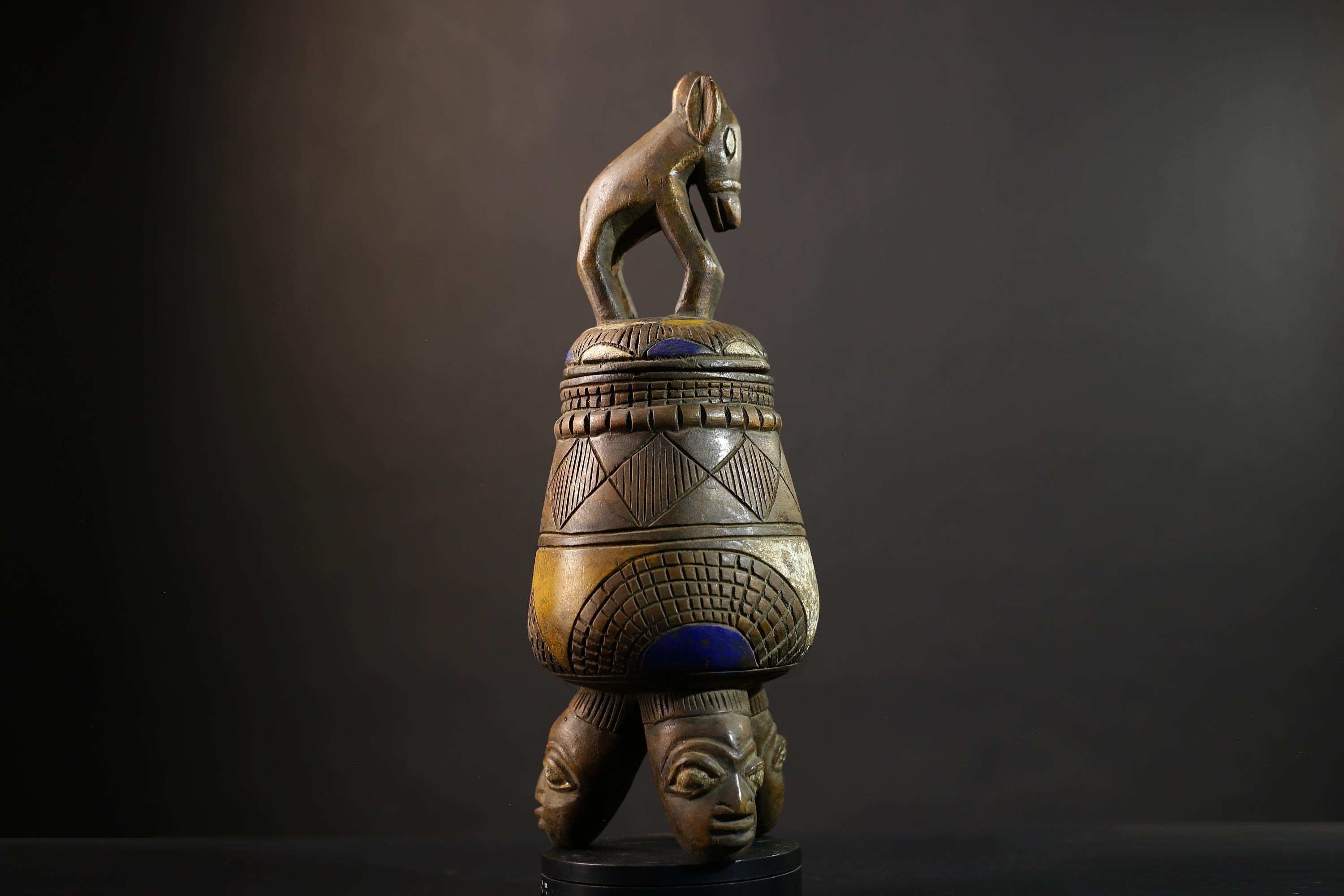 African Yoruba Vintage Figure Sculpture from Angola DRC Unique Art Piece-G5146
