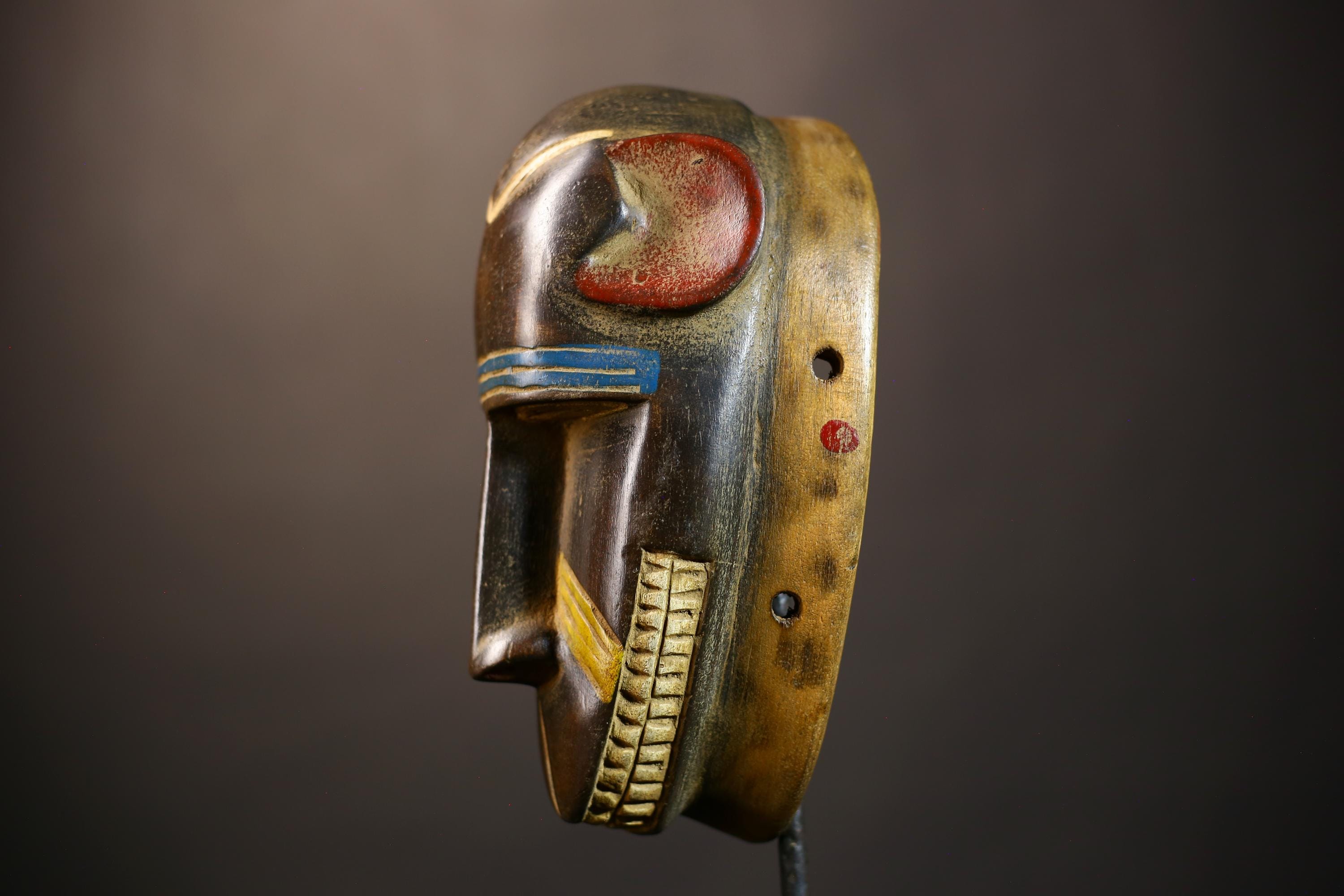 African Vintage Mask | Unique Baule Tribal Monkey Wall Decor | Ethnic Art | Stunning Home Accent for Collectors-G5022