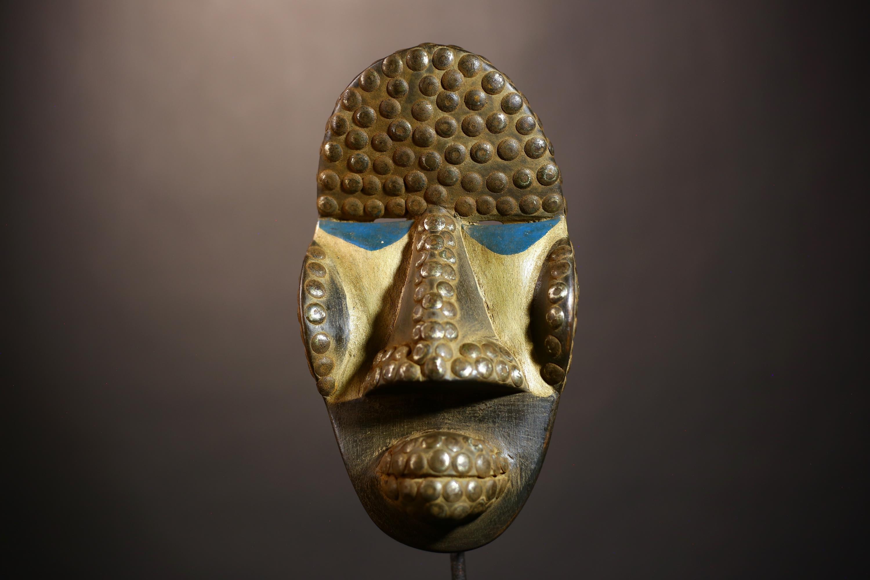 African Mask | Vintage Antique Dan Mask | Rare Brown Color Wood | Tribal Carved Art | Unique Collectible Decor-G5033