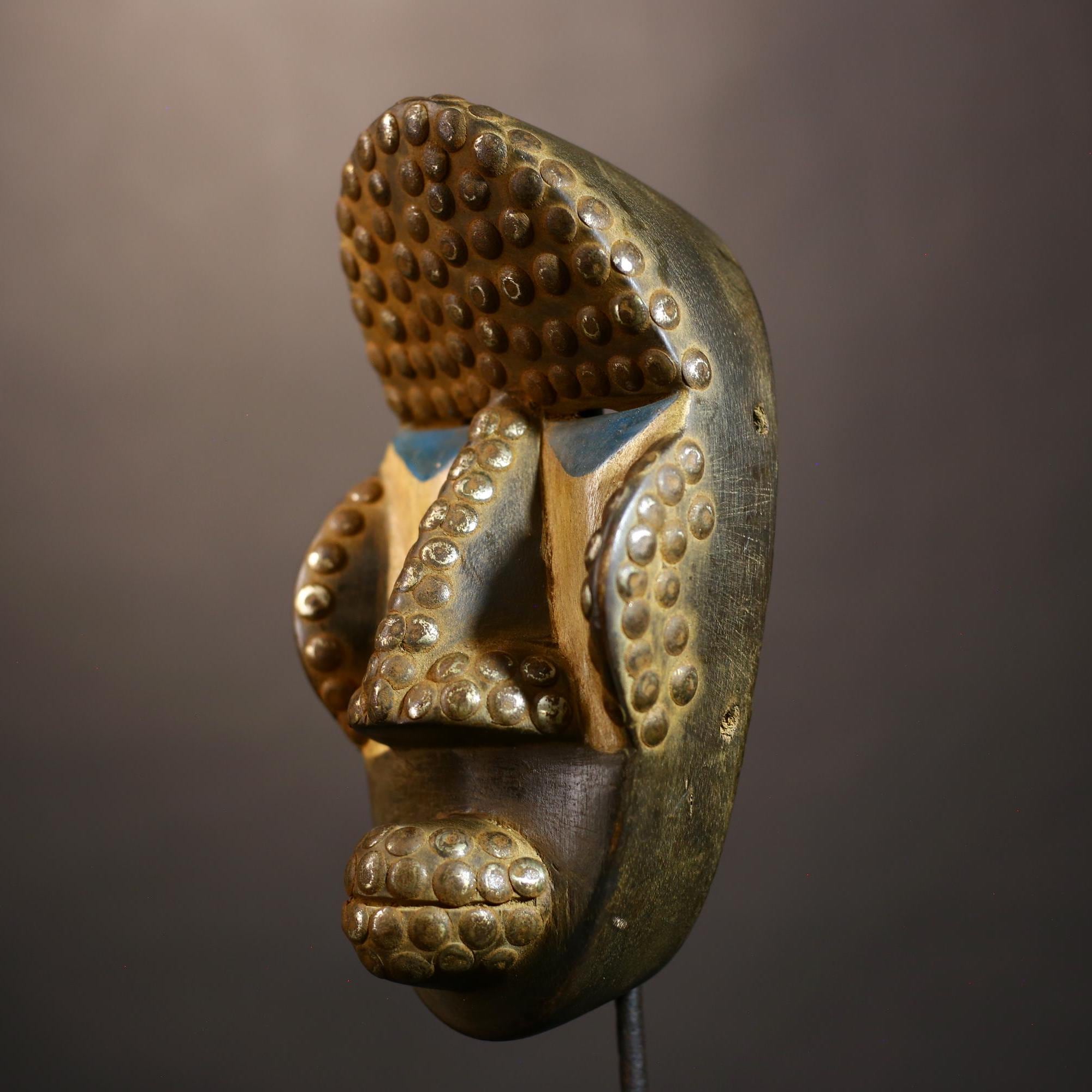 African Mask | Vintage Antique Dan Mask | Rare Brown Color Wood | Tribal Carved Art | Unique Collectible Decor-G5033