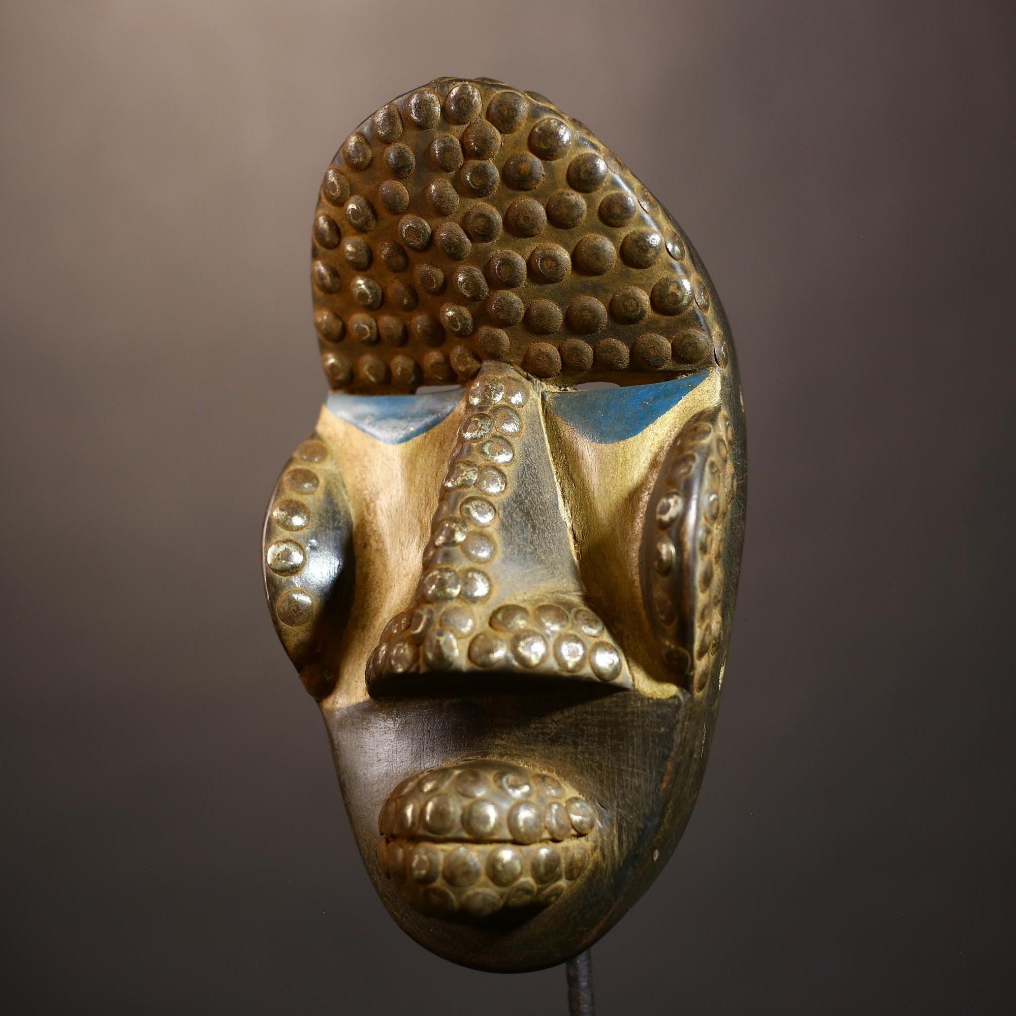 African Mask | Vintage Antique Dan Mask | Rare Brown Color Wood | Tribal Carved Art | Unique Collectible Decor-G5033
