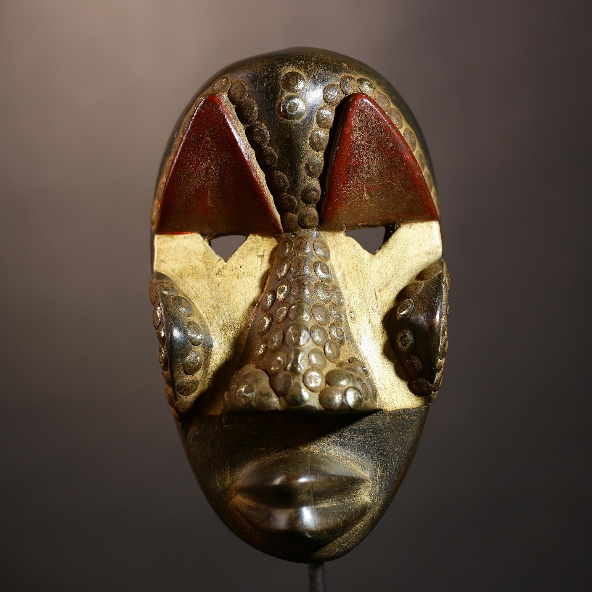 African | Mask | Antique | Dan | Wood Carved | Brown Color | Rare | Tribal Art | Unique | Ethnic Décor | Collector's Item-G5032