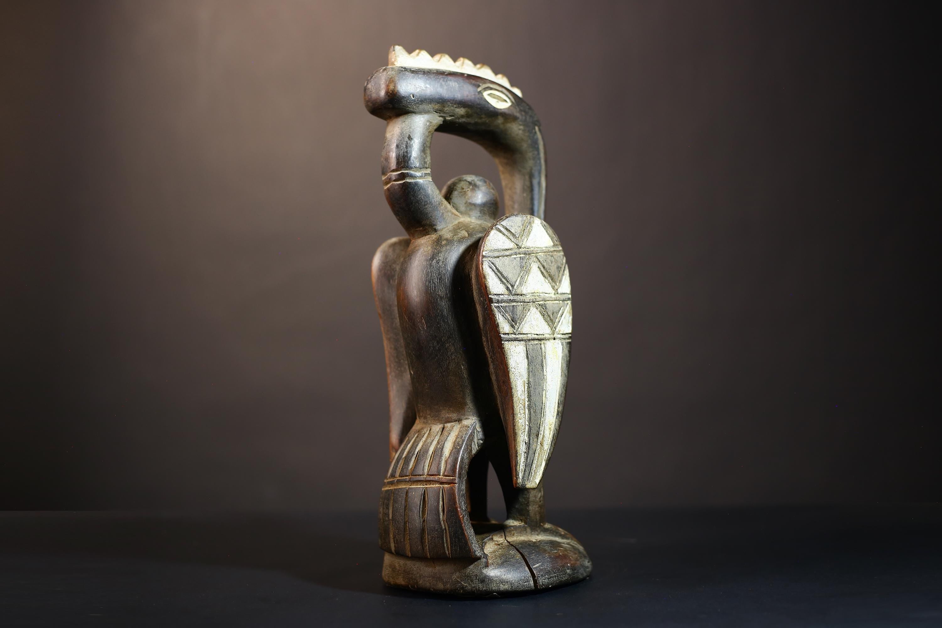 African Wooden Statue | Senufo Bird Fertility Sculpture | Vintage Tribal Art | Unique Home Decor -G5029
