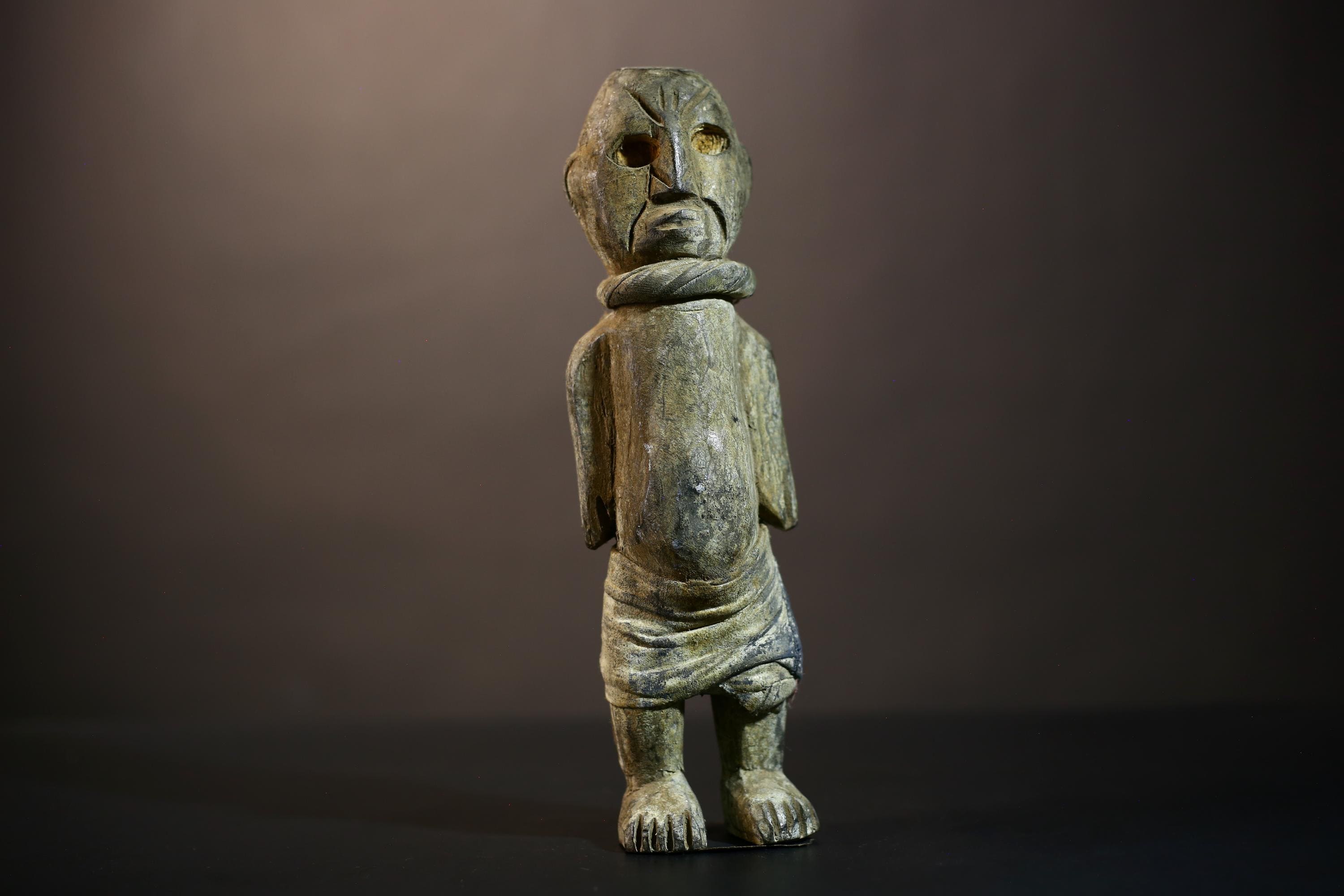 African Nkisi Nkondi Figurine | Brown Color Powerful Spirit Art Sculpture | Unique Home Decor | Cultural Collectible Piece-G5025