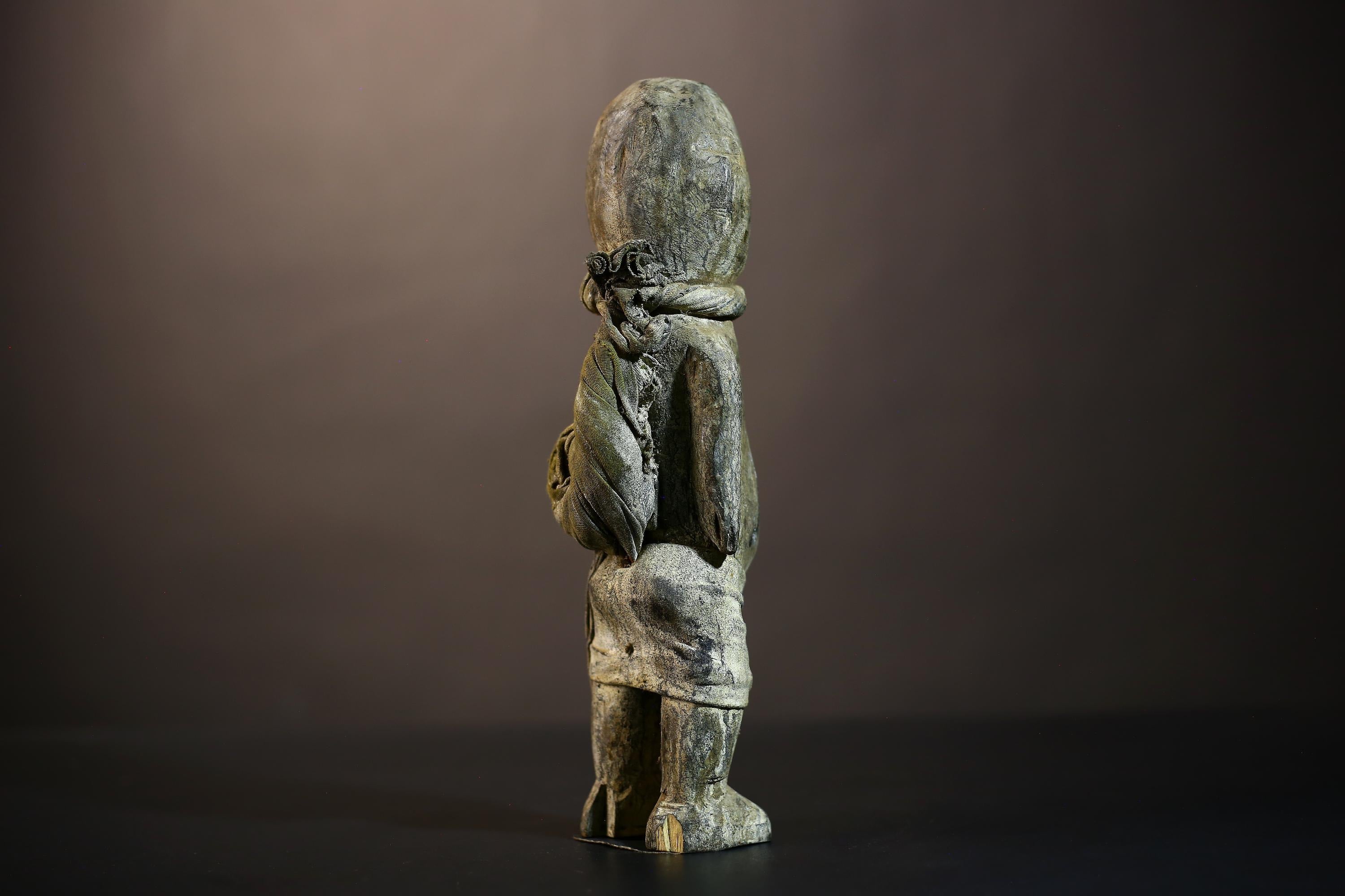 African Nkisi Nkondi Figurine | Brown Color Powerful Spirit Art Sculpture | Unique Home Decor | Cultural Collectible Piece-G5025