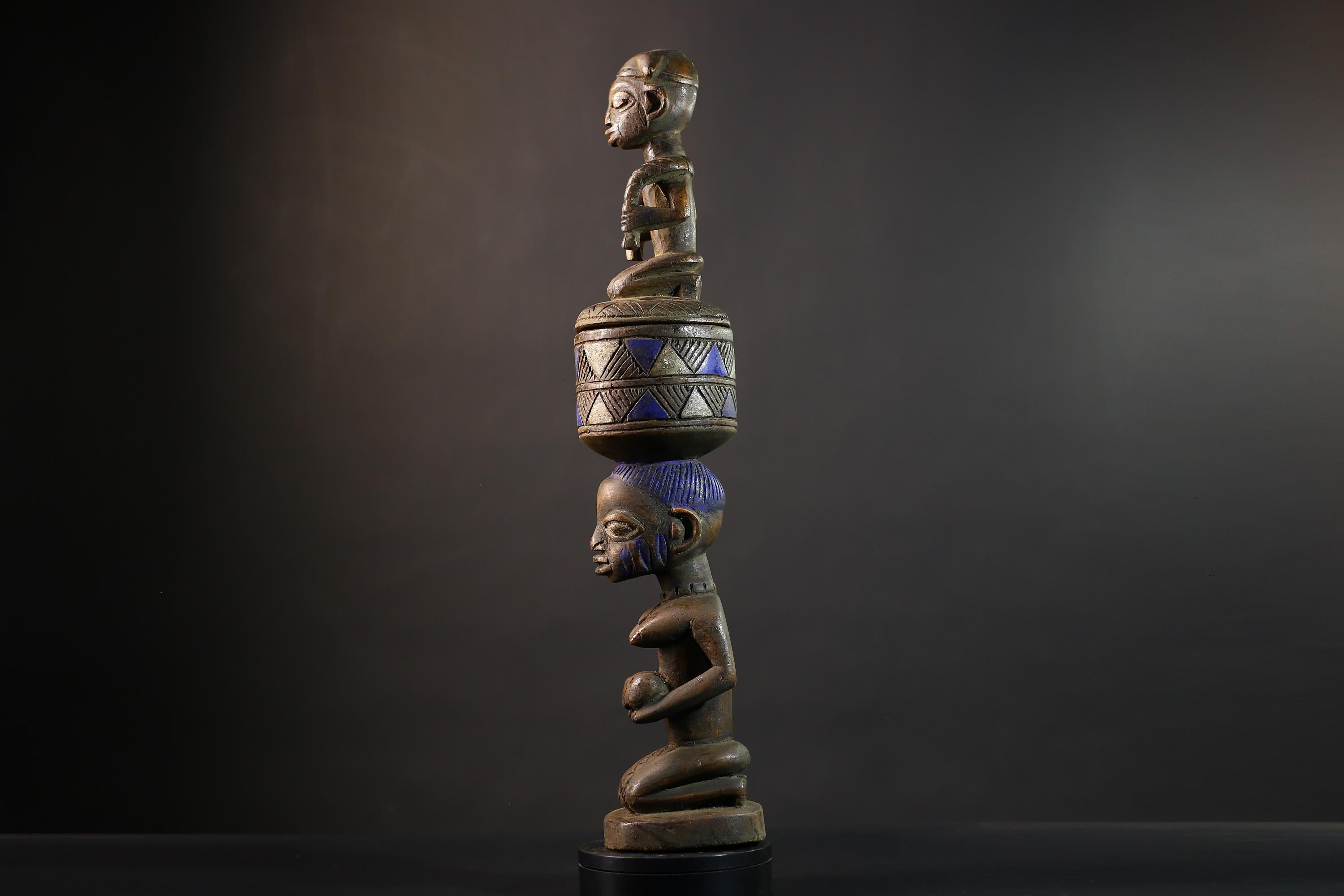 African Vintage Antique Art Figure | Olumeye Kneeling Female Statue | Unique Cultural Decor | Handcrafted Traditional Piece -G5152