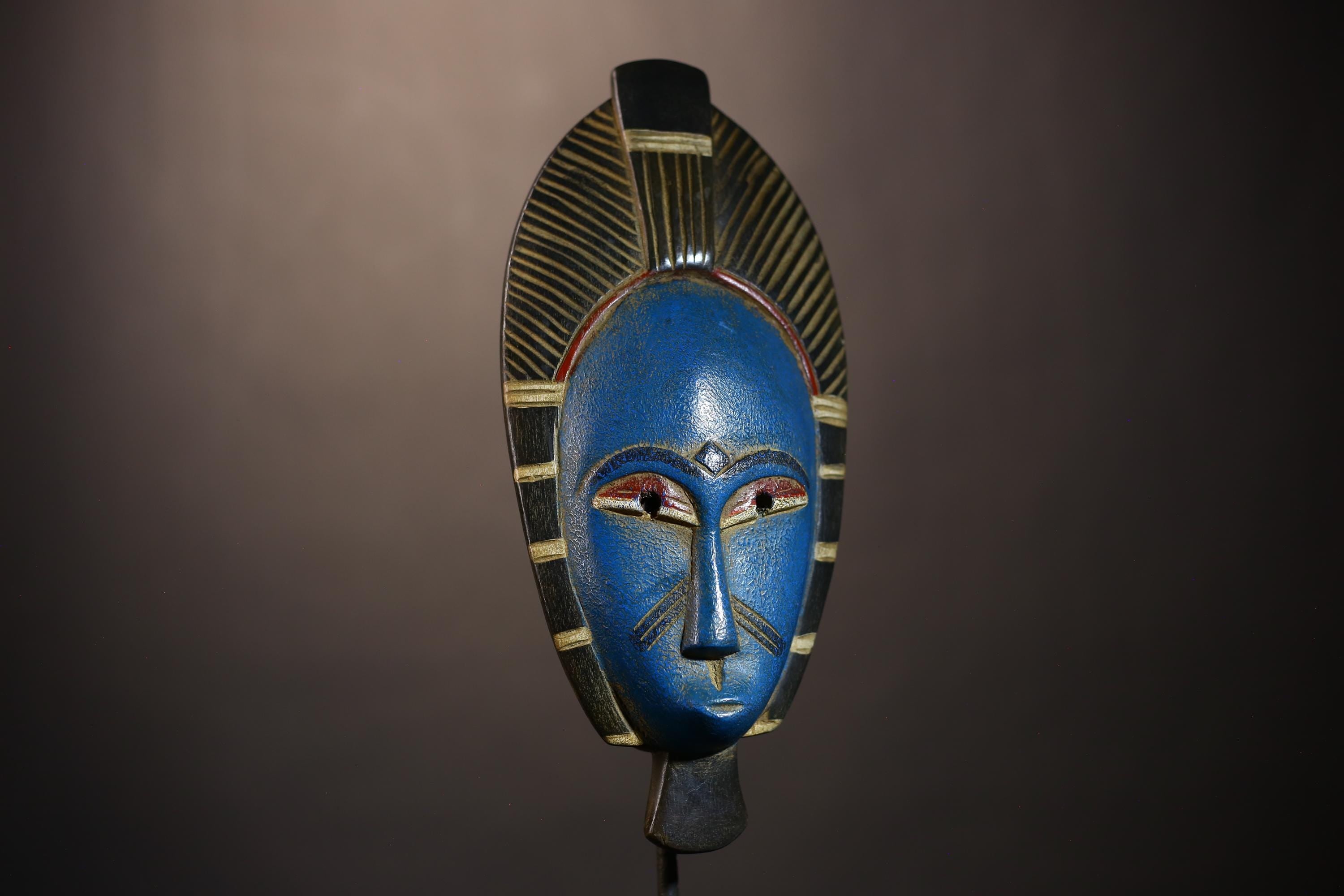 African Vintage Guro Mask Blue Color Hand-Carved Wooden Art Decor | Unique Tribal Decor | Ethnic Wall Art | Artisan Craft-G5041